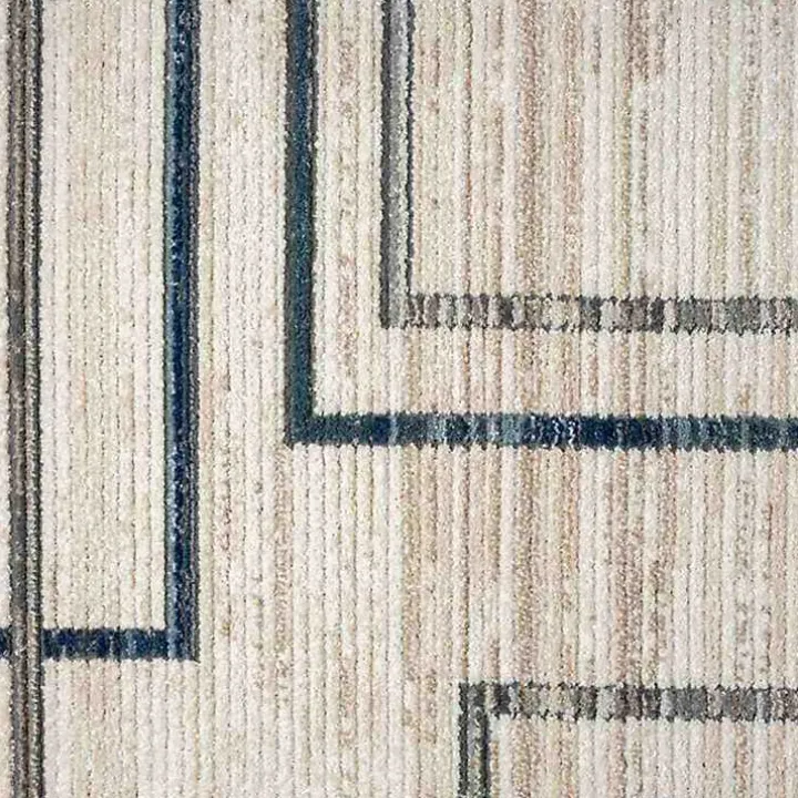 Blue and Gray Contemporary Geo Area Rug, 7x9