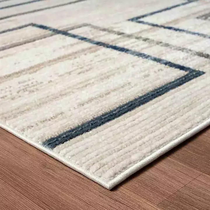 Blue and Gray Contemporary Geo Area Rug, 7x9