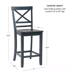 Blue and Gray Wood Aliza Counter Stools, Set of 2