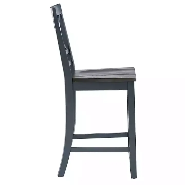Blue and Gray Wood Aliza Counter Stools, Set of 2