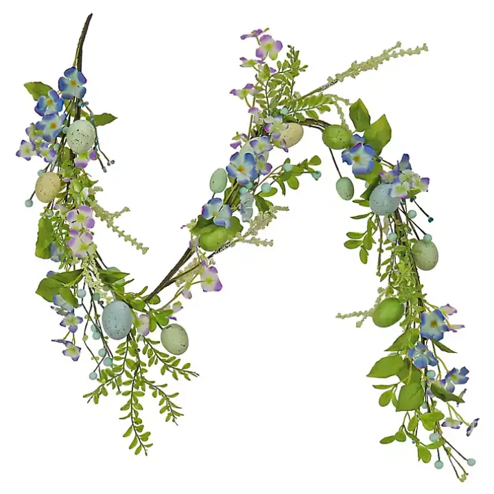 Blue and Green Flowering Easter Eggs Garland