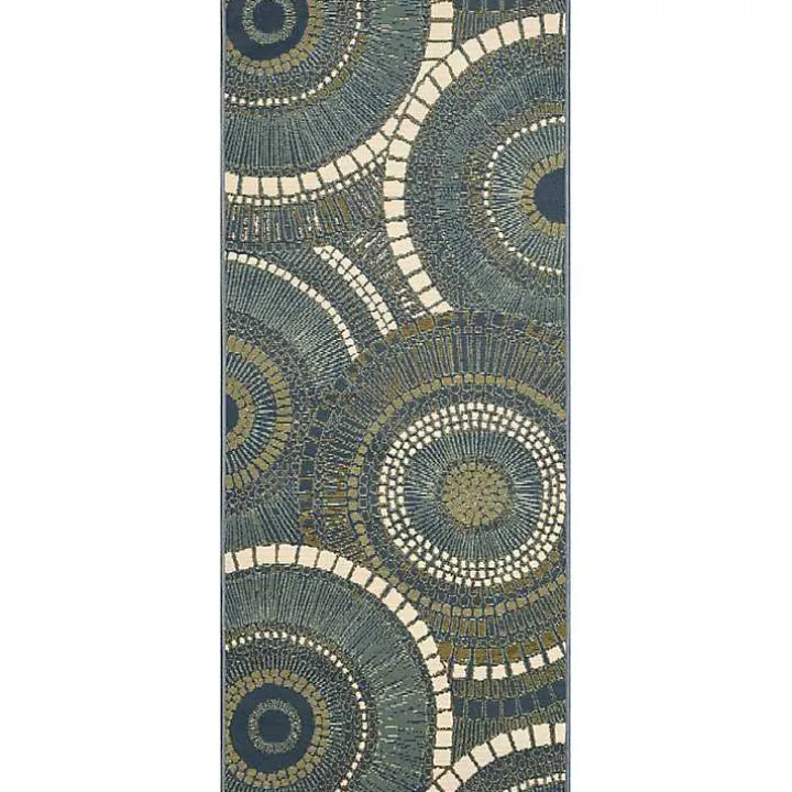 Blue and Green Spheres Indoor/Outdoor Runner, 1x4
