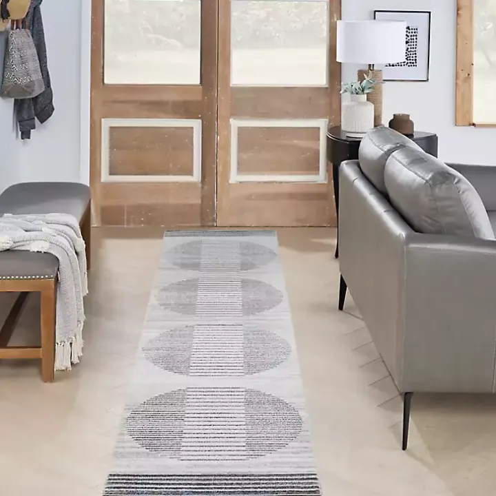 Blue and Ivory Linear Moons Runner, 2x8