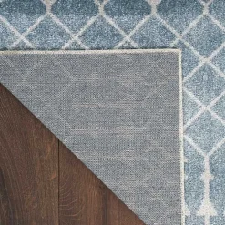 Blue and Ivory Moroccan Trellis Runner
