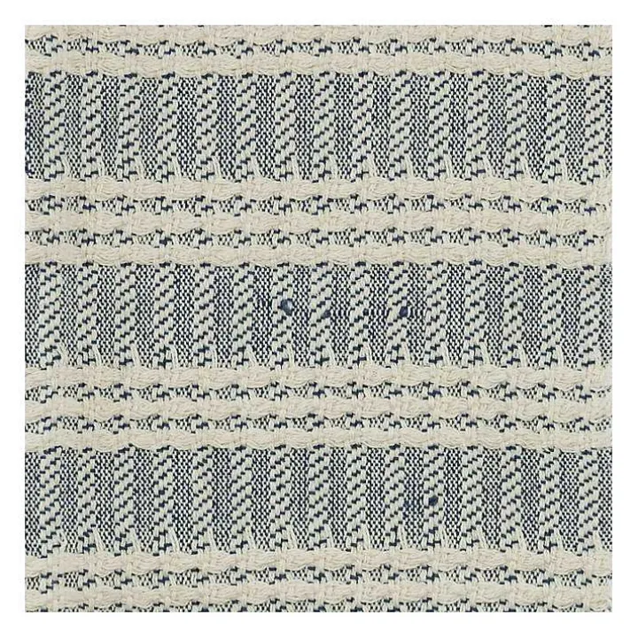 Blue and Ivory Striped Cotton Throw