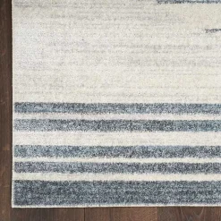 Blue and Ivory Striped Moons Runner, 2x12