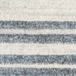 Blue and Ivory Striped Moon Area Rug, 9x12