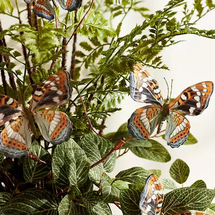 Blue and Orange Butterfly Twig Sprays, Set of 6