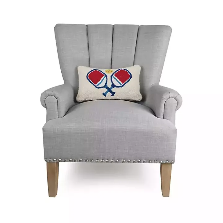 Blue and Red Pickleball Hooked Lumbar Pillow
