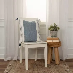 Blue and White Block Loop Throw Pillow