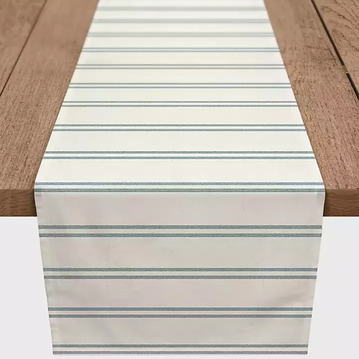 Blue and White Country Stripe Table Runner, 90 in.