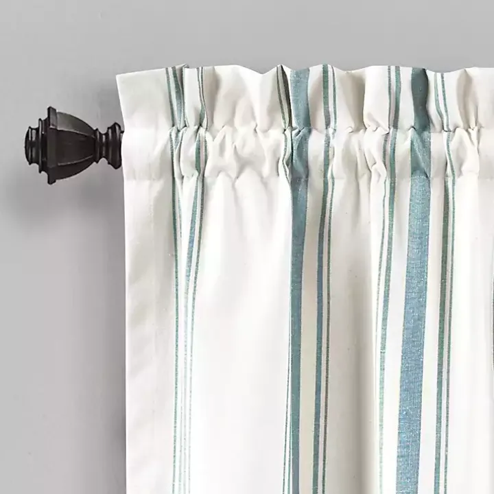 Blue and White Farmhouse Stripe Valance