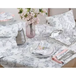 Blue and White Floral Table Runner, 90 in.
