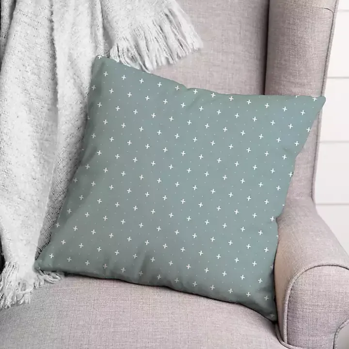 Blue and White French Country Outdoor Throw Pillow