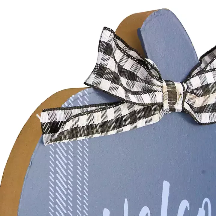Blue and White Pumpkin Tabletop Signs, Set of 2