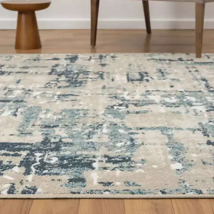 Blue Avalon Abstract Pattern Area Rug, 3x8