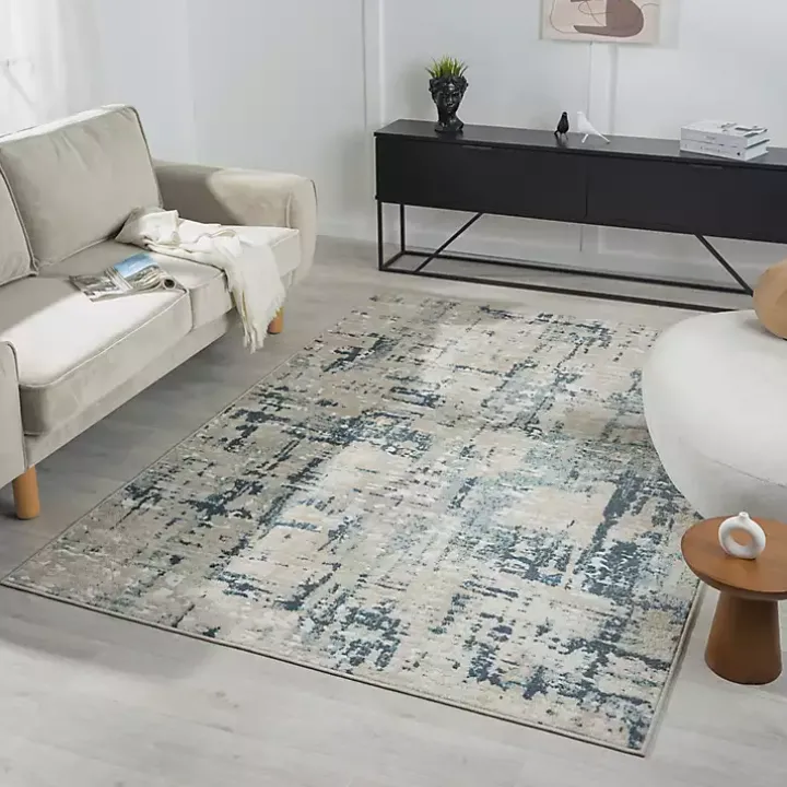 Blue Avalon Abstract Pattern Area Rug, 4x6