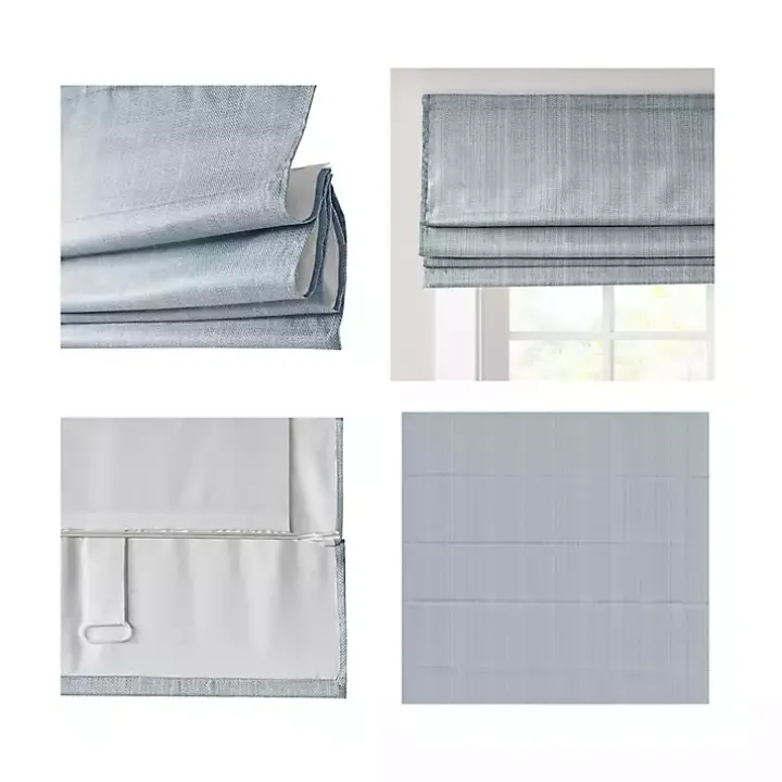 Blue Basketweave Cordless Roman Shade, 31 in.