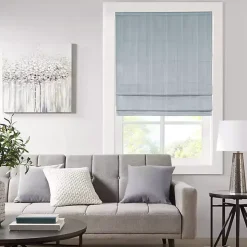 Blue Basketweave Cordless Roman Shade, 33 in.