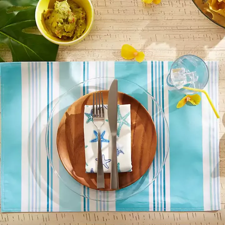 Blue Beach House Stripe Placemats, Set of 6