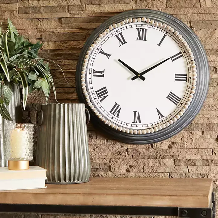 Blue Beaded Roman Numeral Clock