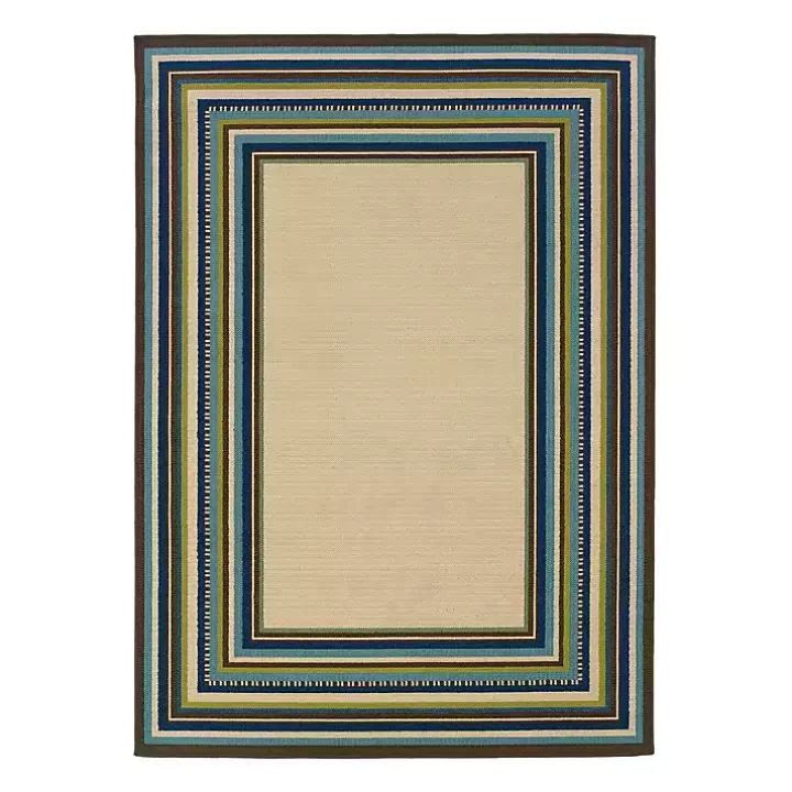 Blue Bordered Capetown Area Rug, 5x7