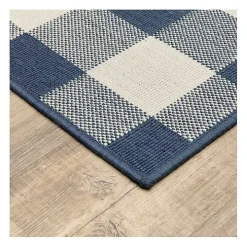Blue Buffalo Check Outdoor Area Rug, 6x9