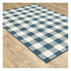 Blue Buffalo Check Outdoor Area Rug, 6x9