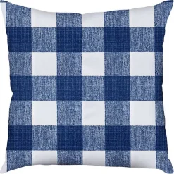 Blue Buffalo Check Outdoor Pillow, 22 in.