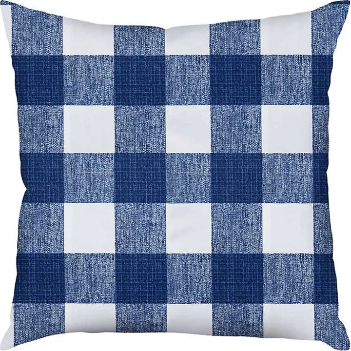 Blue Buffalo Check Outdoor Pillow, 22 in.