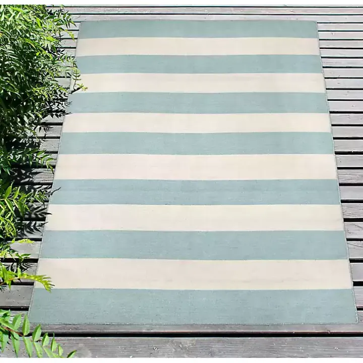 Blue Cabana Stripe Indoor/Outdoor Area Rug, 7x9