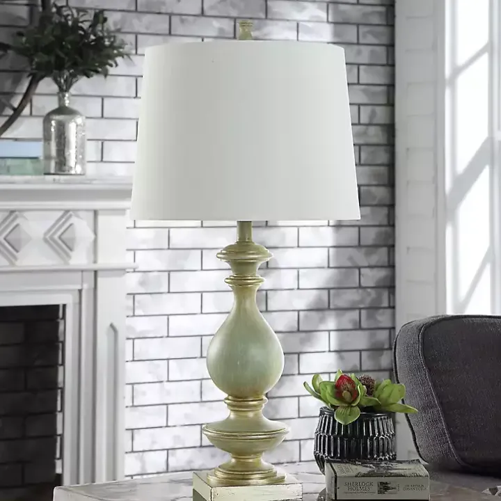 Blue Carved Traditional Table Lamp