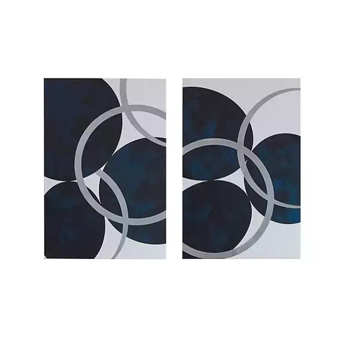 Blue Celestial Orbit Canvas Art Prints, Set of 2