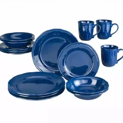 Blue Ceramic Soft Scallop 16-pc. Dinnerware Set