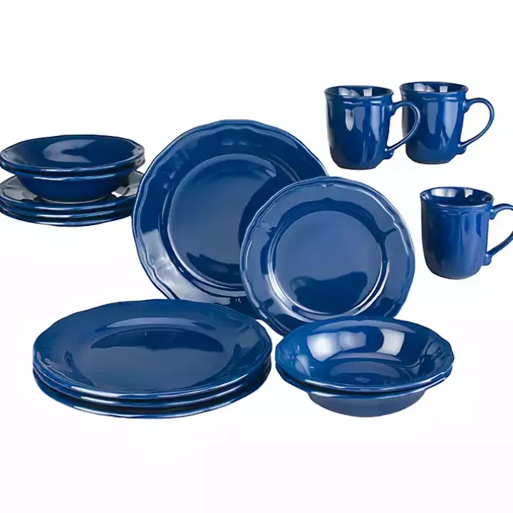 Blue Ceramic Soft Scallop 16-pc. Dinnerware Set