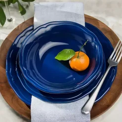 Blue Ceramic Soft Scallop 16-pc. Dinnerware Set