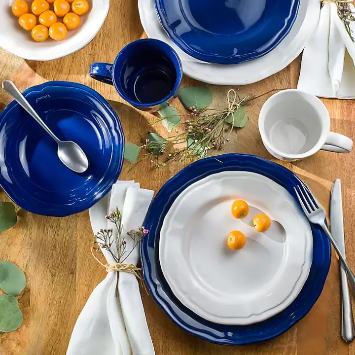 Blue Ceramic Soft Scallop 16-pc. Dinnerware Set