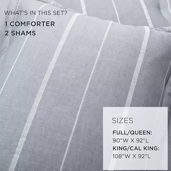 Blue Classic Stripe 3-pc. Full/Queen Comforter Set