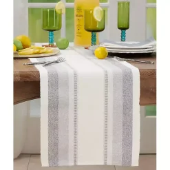 Blue Coastal Ribbed Striped Table Runner