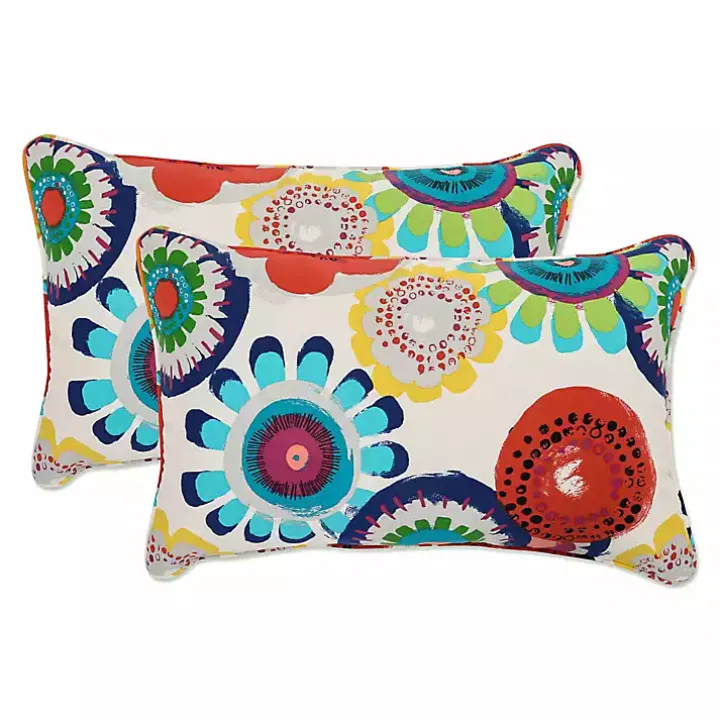 Blue Confetti Outdoor Lumbar Pillows, Set of 2