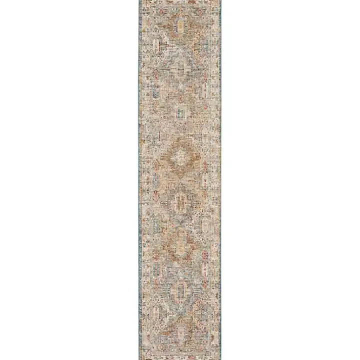 Blue Distressed Multi Medallion Runner, 2x10