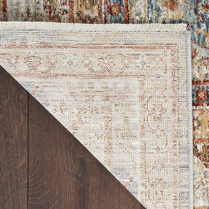 Blue Distressed Multi Medallion Area Rug, 5x7