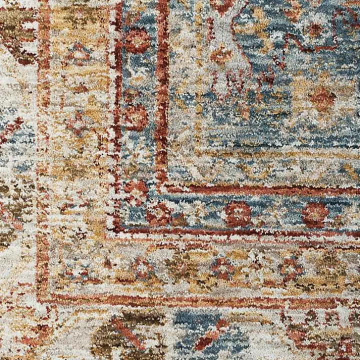Blue Distressed Multi Medallion Area Rug, 5x7