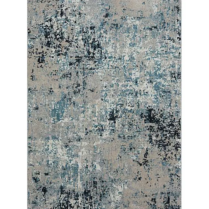 Blue Distressed Washable Area Rug, 7x9