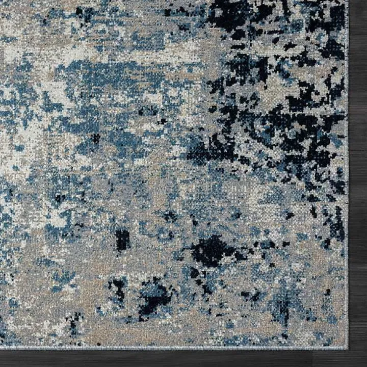 Blue Distressed Washable Area Rug, 7x9