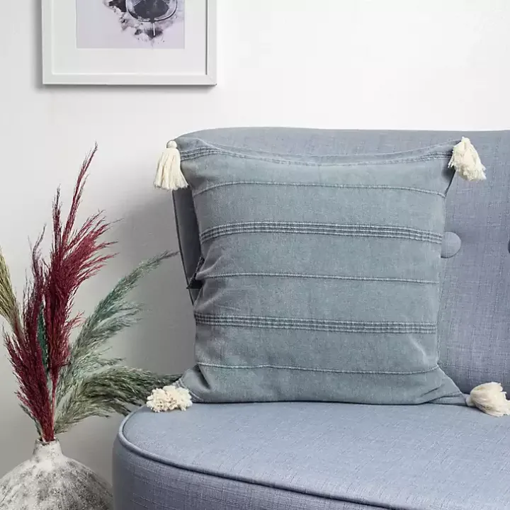 Blue Dobby Loomed Pillow