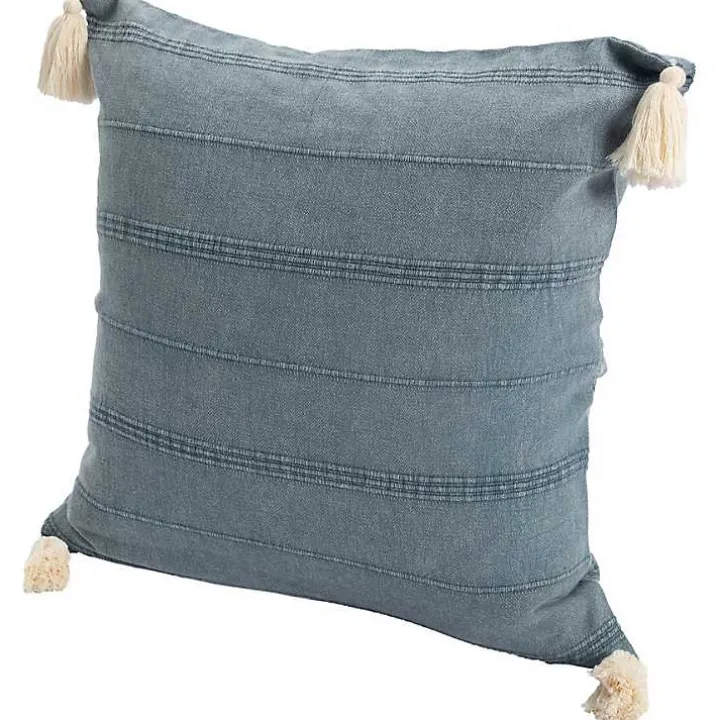 Blue Dobby Loomed Pillow
