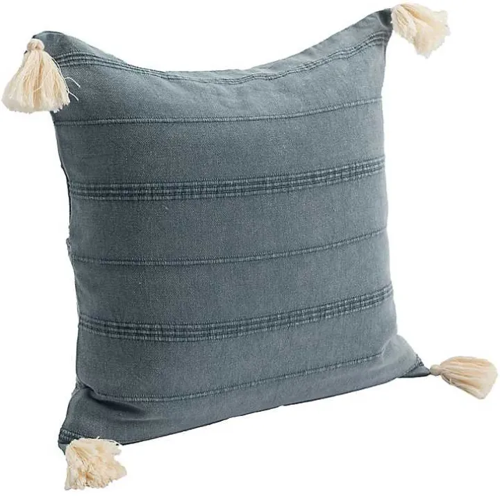 Blue Dobby Loomed Pillow