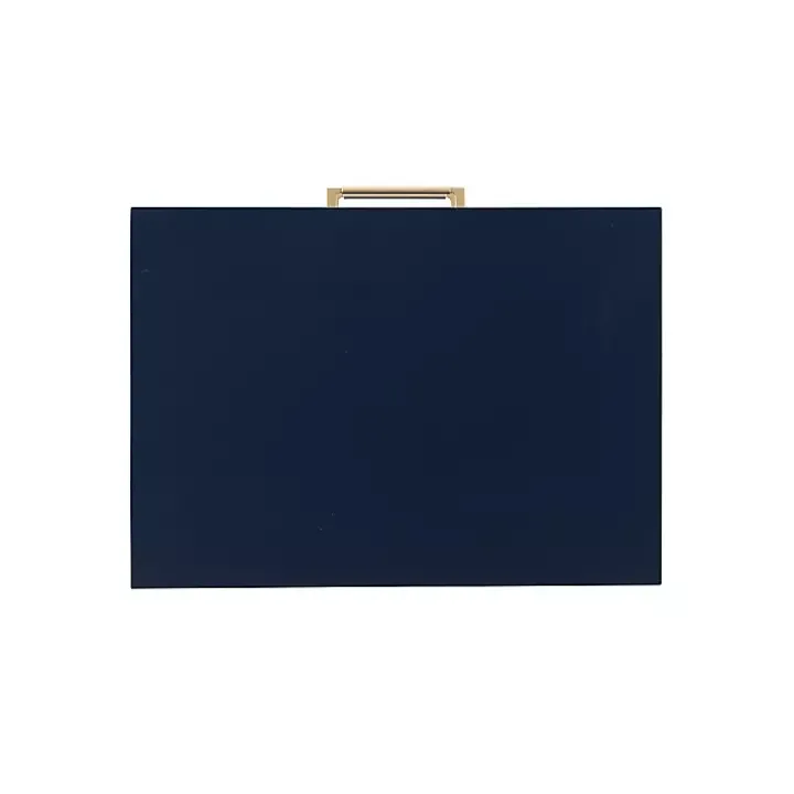 Blue 2-Drawer Nightstand with Gold Hardware