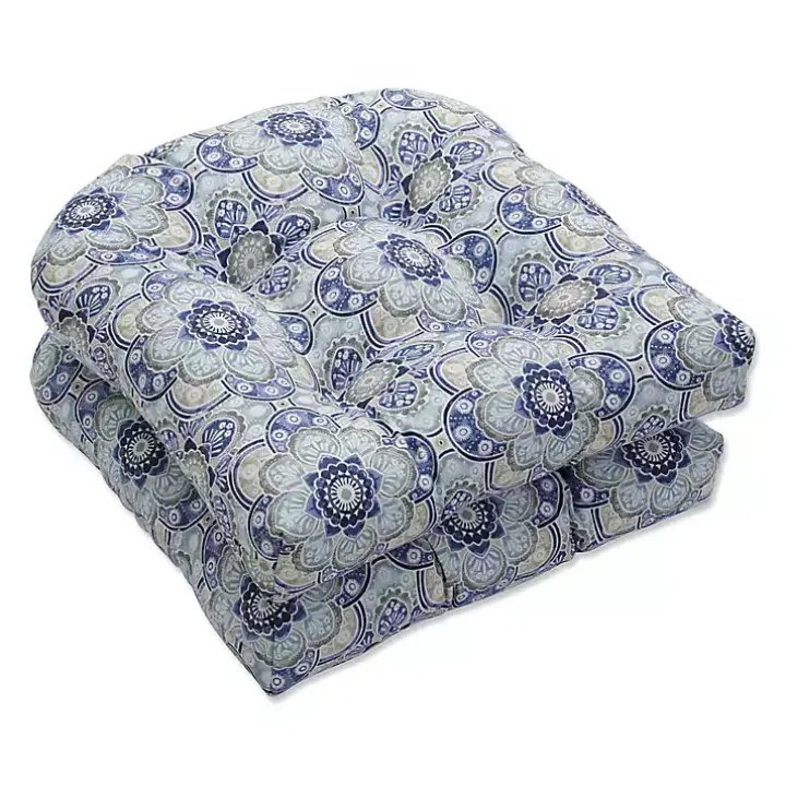Blue Emilia Outdoor Curve Seat Cushion, Set of 2
